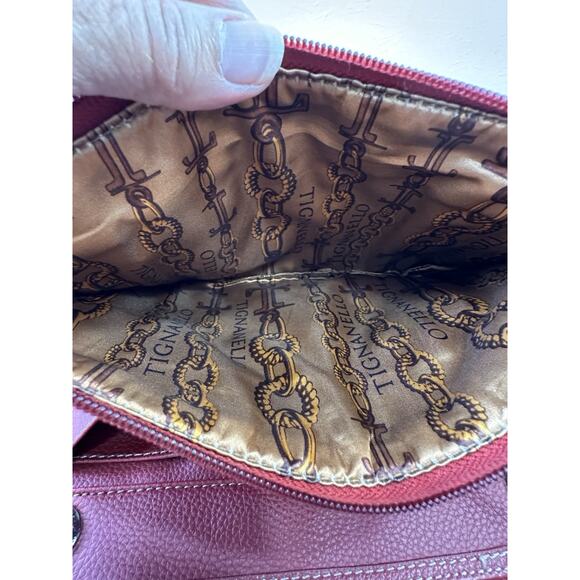 Tignanello Red Pebble Leather Crossbody Bag Built in Organizer Wallet Purse - Picture 13 of 15